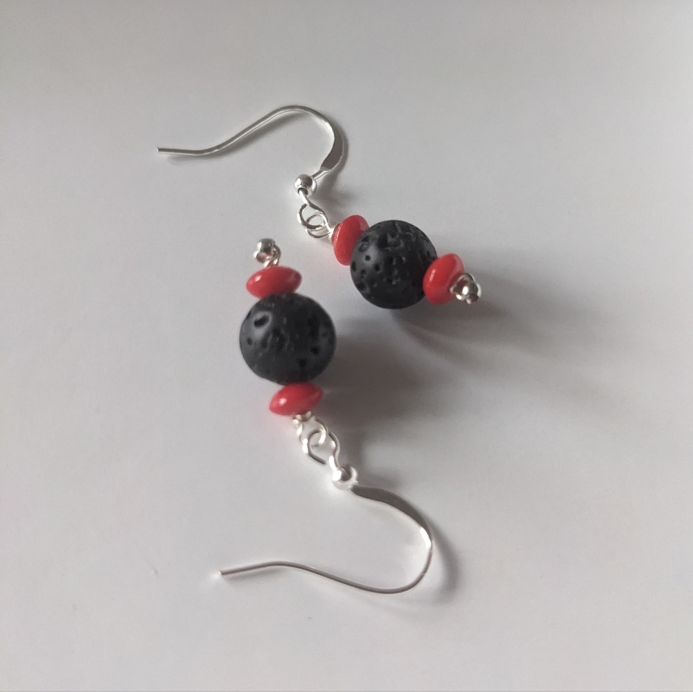 Lava rock earrings handcrafted